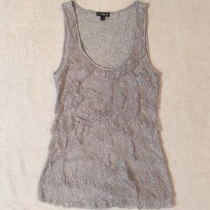 Express Gray Lace Layered Tank